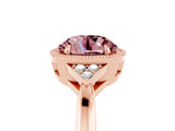 Rose gold Round Cut Morganite Halo Ring with Tapered Band and Four-Prong Setting_5