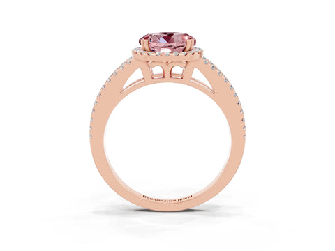 Rose gold Round Cut Morganite Halo Split Shank Engagement Ring_15