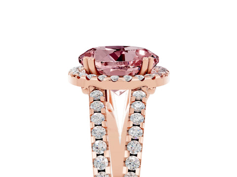 Rose gold Round Cut Morganite Halo Split Shank Engagement Ring_17