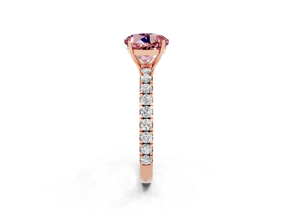 Rose gold Round Cut Morganite Pavé Solitaire Engagement Ring with Four-Prong Setting