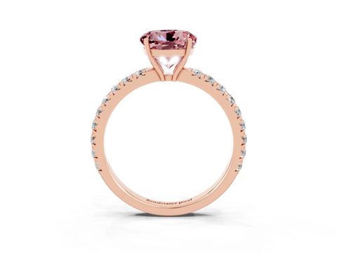 Rose gold Round Cut Morganite Pavé Solitaire Engagement Ring with Four-Prong Setting_15