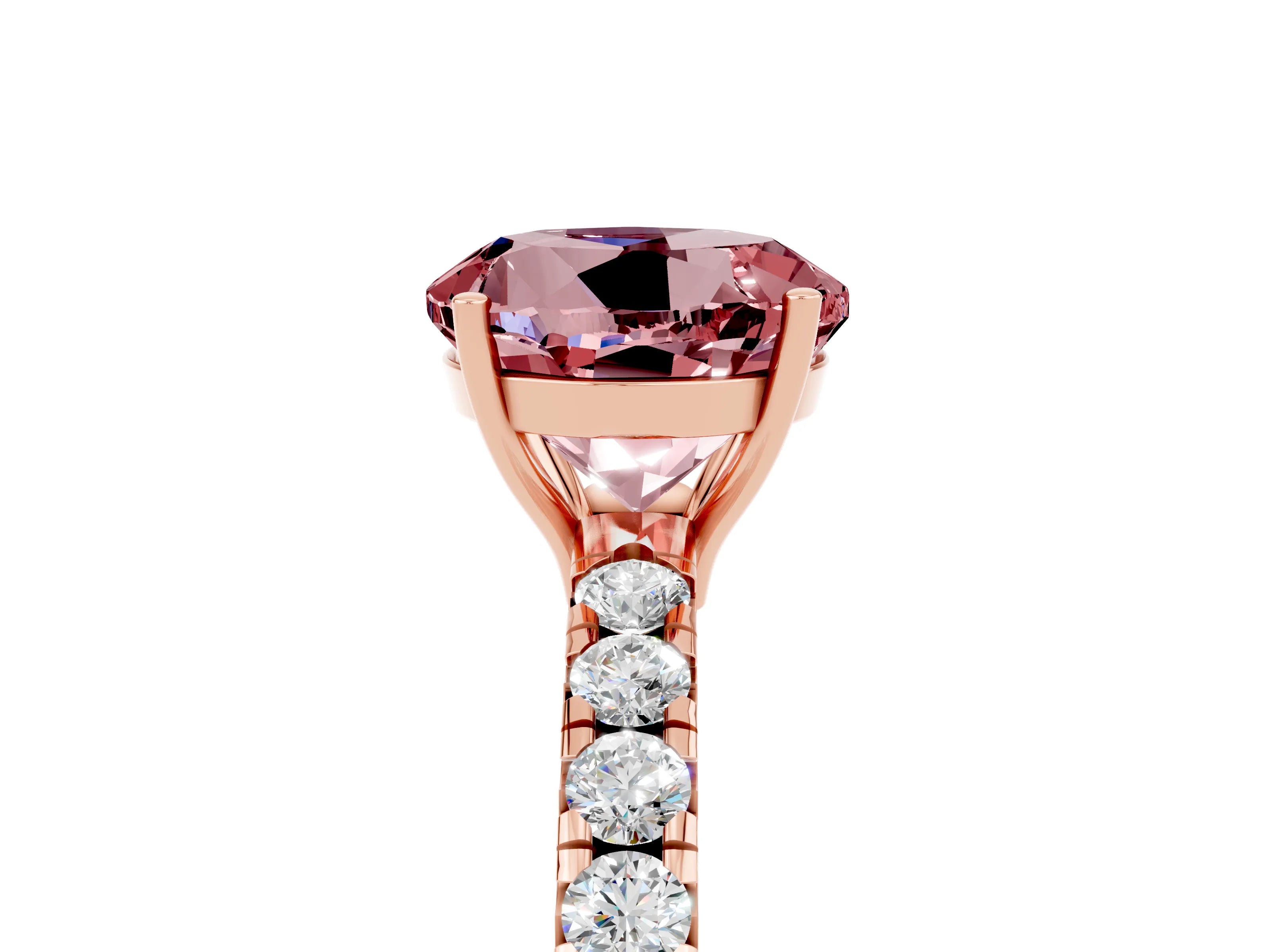 Rose gold Round Cut Morganite Pavé Solitaire Engagement Ring with Four-Prong Setting_17
