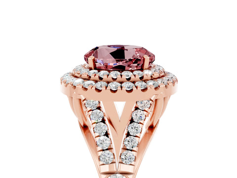 Rose gold Round Cut Morganite Pavé Split Shank Double Halo Engagement Ring_5