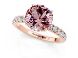 Rose gold Round Cut Morganite Pave Band Solitaire Ring with Four-Prong Setting_25