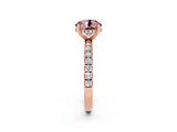 Rose gold Round Cut Morganite Pave Band Solitaire Ring with Four-Prong Setting_26