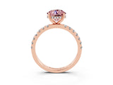 Rose gold Round Cut Morganite Pave Band Solitaire Ring with Four-Prong Setting_27