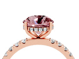 Rose gold Round Cut Morganite Pave Band Solitaire Ring with Four-Prong Setting_28