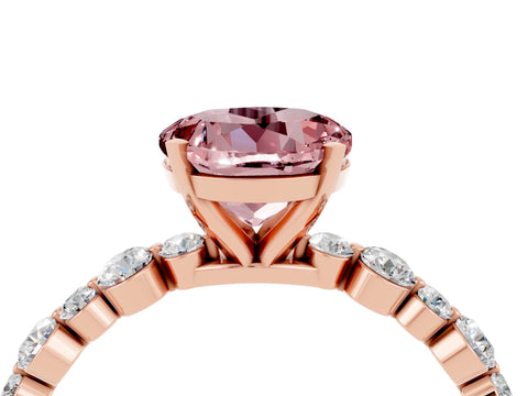 Rose gold Round Cut Morganite Prong Set Engagement Ring with Pavé Band_4