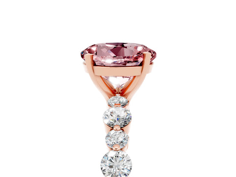 Rose gold Round Cut Morganite Prong Set Engagement Ring with Pavé Band_5