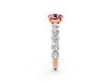 Rose gold Round Cut Morganite Prong Setting with Side Stones on a Pave Band_2