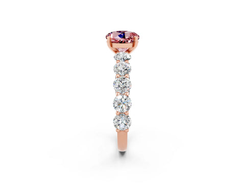 Rose gold Round Cut Morganite Prong Setting with Side Stones on a Pave Band_2