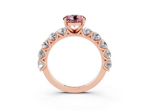 Rose gold Round Cut Morganite Prong Setting with Side Stones on a Pave Band_3