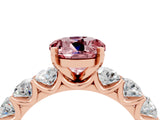 Rose gold Round Cut Morganite Prong Setting with Side Stones on a Pave Band_4