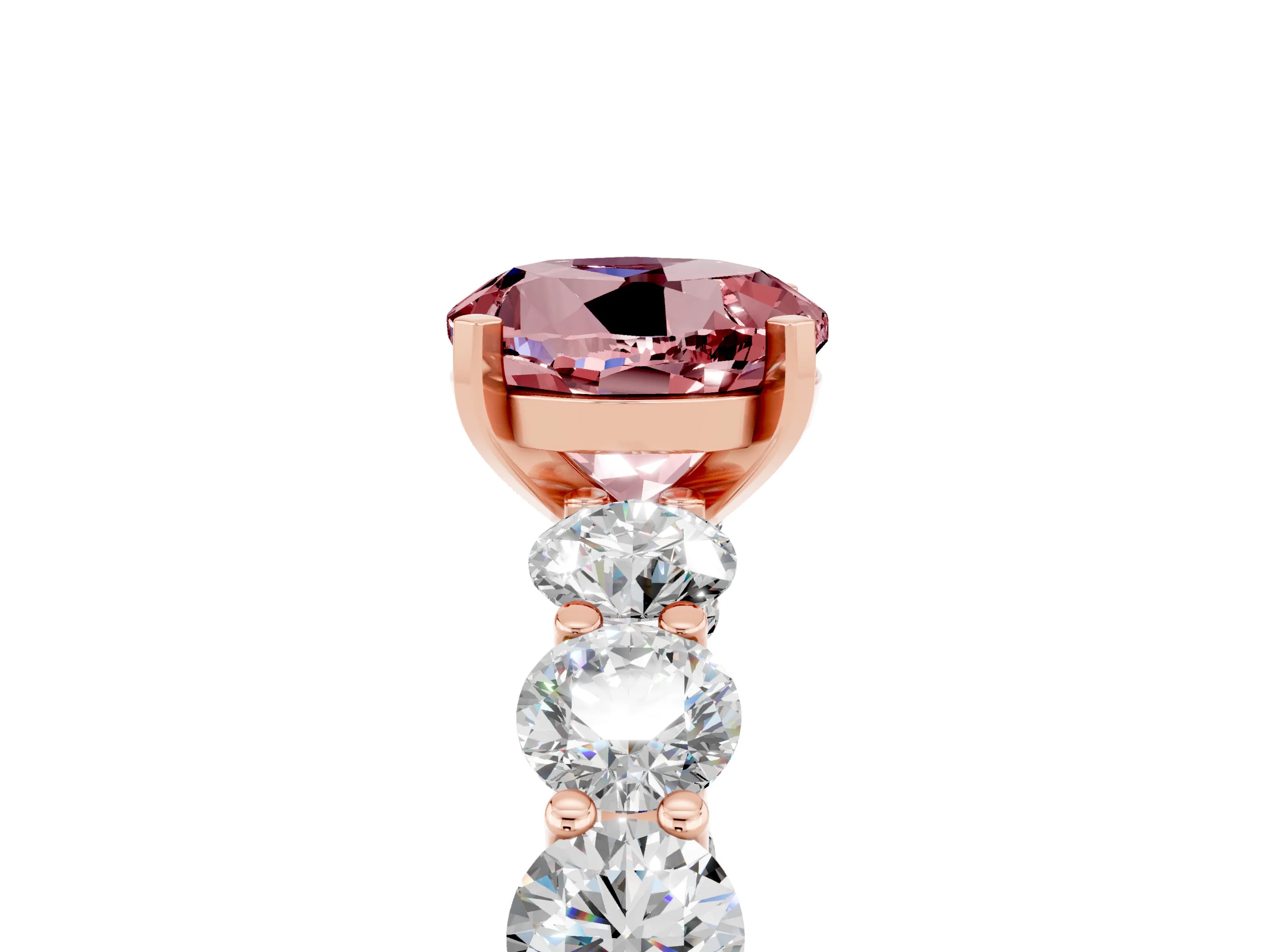 Rose gold Round Cut Morganite Prong Setting with Side Stones on a Pave Band_5