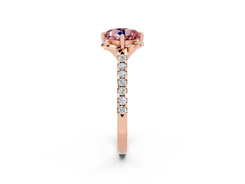 Rose gold Round Cut Morganite Ring with Pavé Band and Floral Prong Setting_2