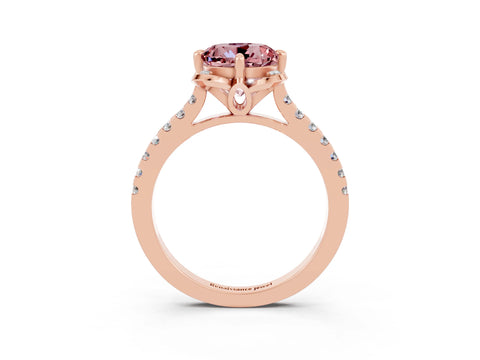 Rose gold Round Cut Morganite Ring with Pavé Band and Floral Prong Setting_3