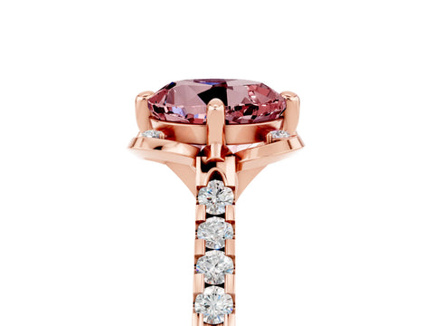 Rose gold Round Cut Morganite Ring with Pavé Band and Floral Prong Setting_5