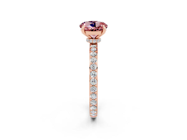 Rose gold Round Cut Morganite Pavé Engagement Ring with Round  Accents and Prong Setting