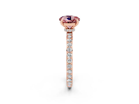 Rose gold Round Cut Morganite Ring with Pavé Band and Four-Prong Setting_2