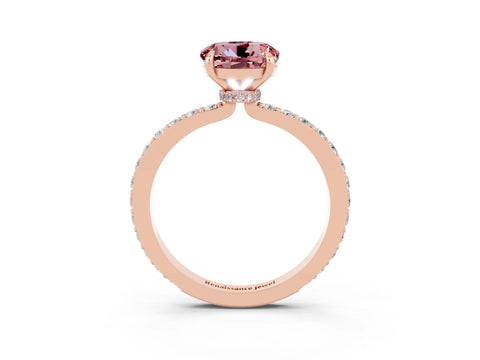 Rose gold Round Cut Morganite Ring with Pavé Band and Four-Prong Setting_3