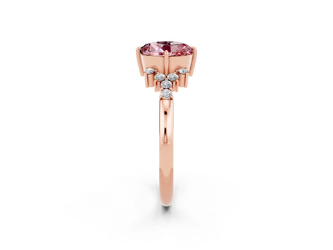 Rose gold Round Cut Morganite Ring with Side Stones and Four-Prong Setting_38