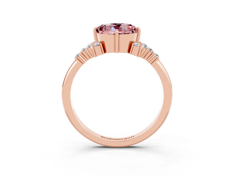 Rose gold Round Cut Morganite Ring with Side Stones and Four-Prong Setting_39