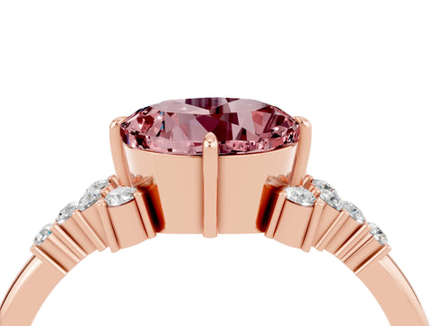 Rose gold Round Cut Morganite Ring with Side Stones and Four-Prong Setting_40