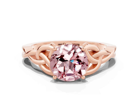 Rose gold Round Cut Morganite Solitaire Celtic Knot Ring with Four-Prong Setting_12