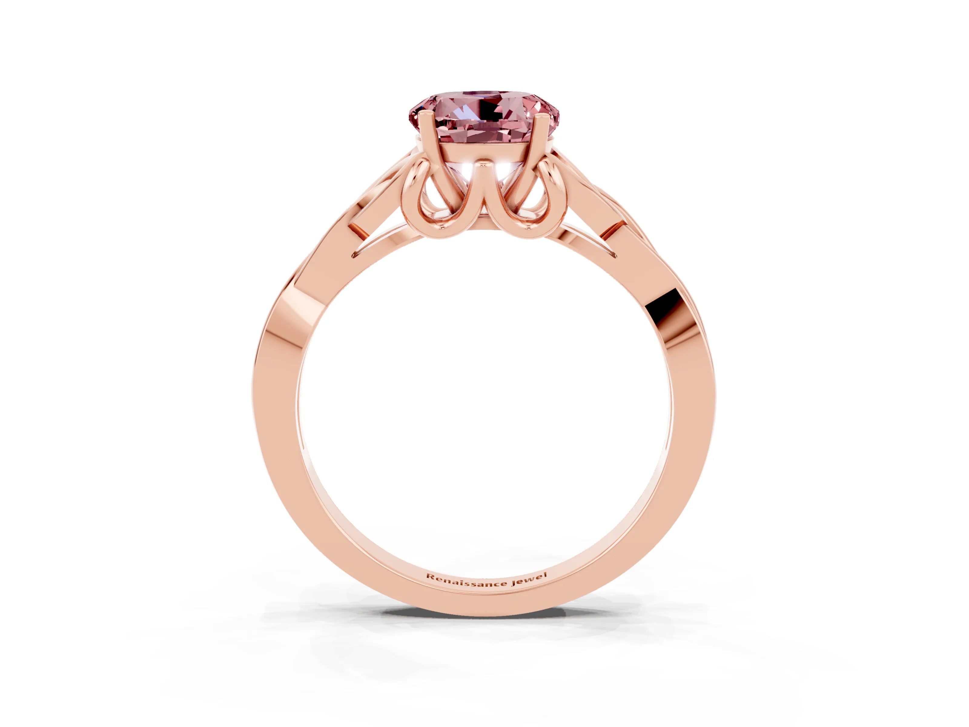 Rose gold Round Cut Morganite Solitaire Celtic Knot Ring with Four-Prong Setting_15