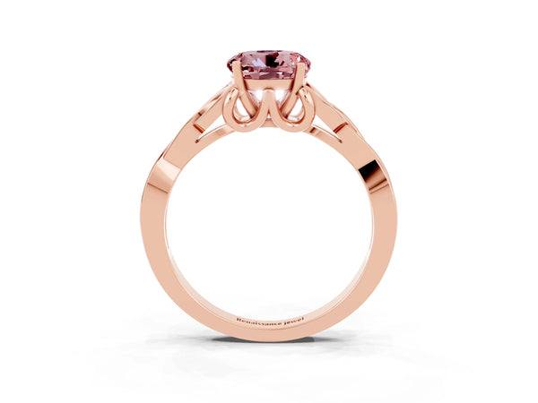 Rose gold Round Cut Morganite Solitaire Celtic Knot Ring with Four-Prong Setting
