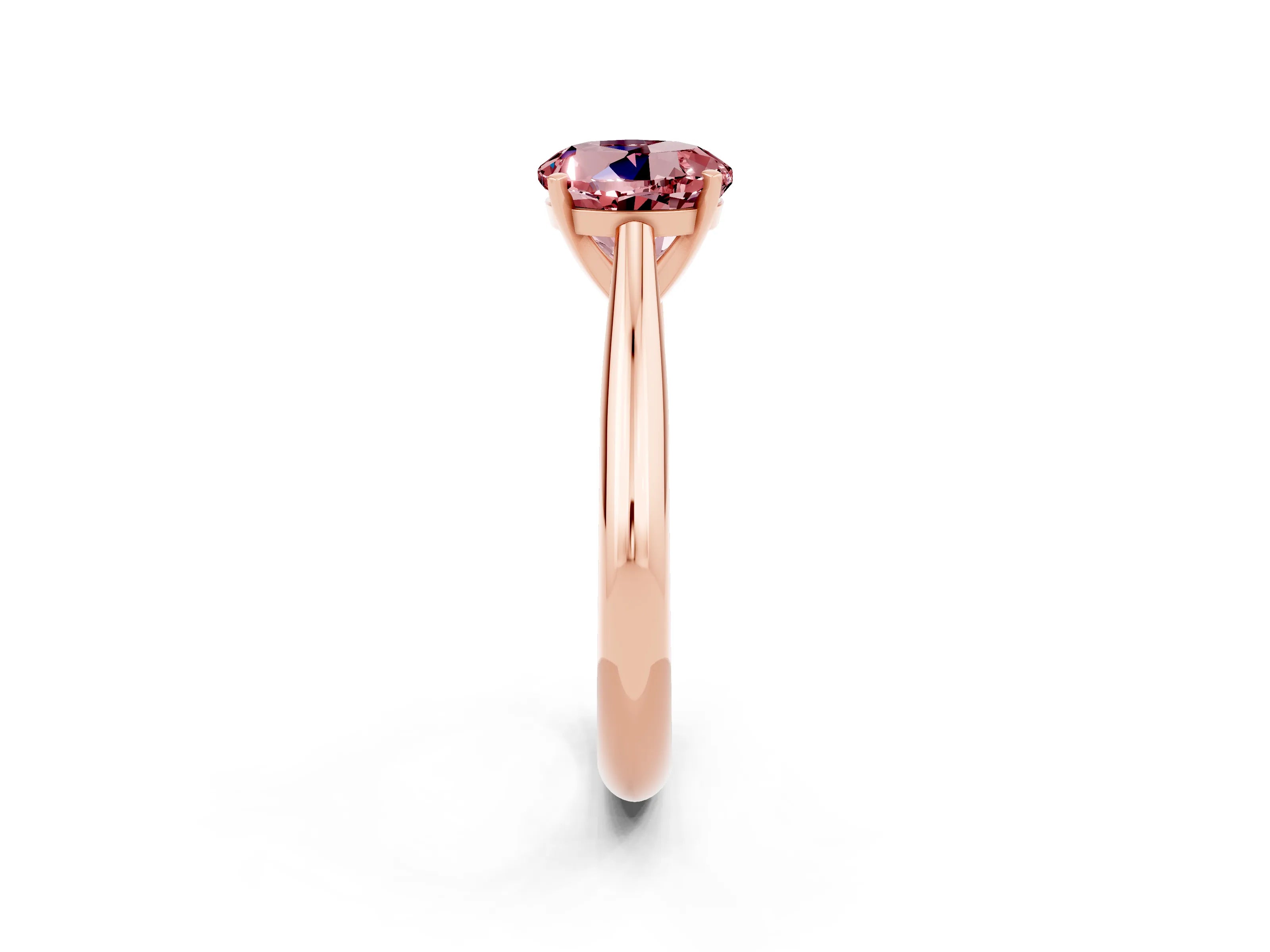 Rose gold Round Cut Morganite Solitaire Engagement Ring with Cathedral Setting and Four-Prong Mount_14
