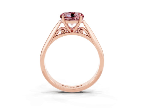 Rose gold Round Cut Morganite Solitaire Engagement Ring with Cathedral Setting and Four-Prong Mount_15
