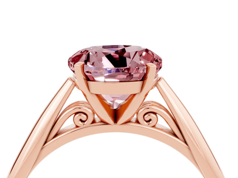 Rose gold Round Cut Morganite Solitaire Engagement Ring with Cathedral Setting and Four-Prong Mount_16