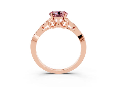Rose gold Round Cut Morganite Solitaire Engagement Ring with Celtic Knot Band and Four-Prong Setting_3