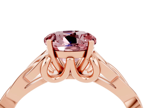 Rose gold Round Cut Morganite Solitaire Engagement Ring with Celtic Knot Band and Four-Prong Setting_4