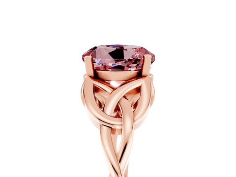 Rose gold Round Cut Morganite Solitaire Engagement Ring with Celtic Knot Band and Four-Prong Setting_5