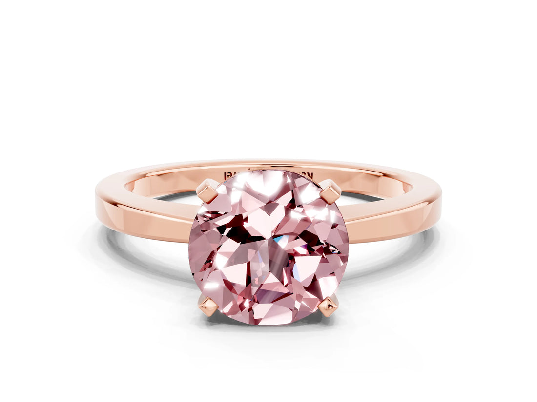 Rose gold Round Cut Morganite Solitaire Engagement Ring with Classic Band and Four-Prong Setting_24