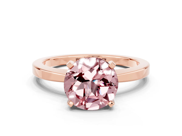 Rose gold Round Cut Morganite Solitaire Engagement Ring with Classic Band and Four-Prong Setting