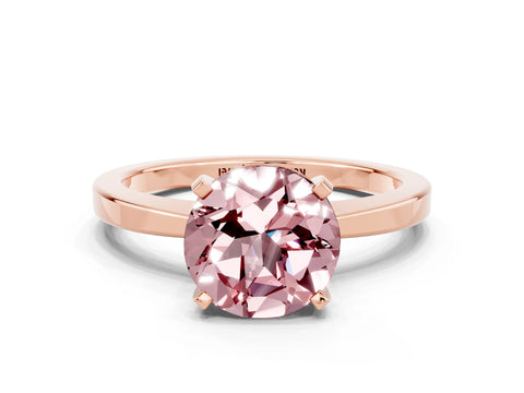 Rose gold Round Cut Morganite Solitaire Engagement Ring with Classic Band and Four-Prong Setting_24