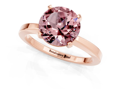 Rose gold Round Cut Morganite Solitaire Engagement Ring with Classic Band and Four-Prong Setting_25