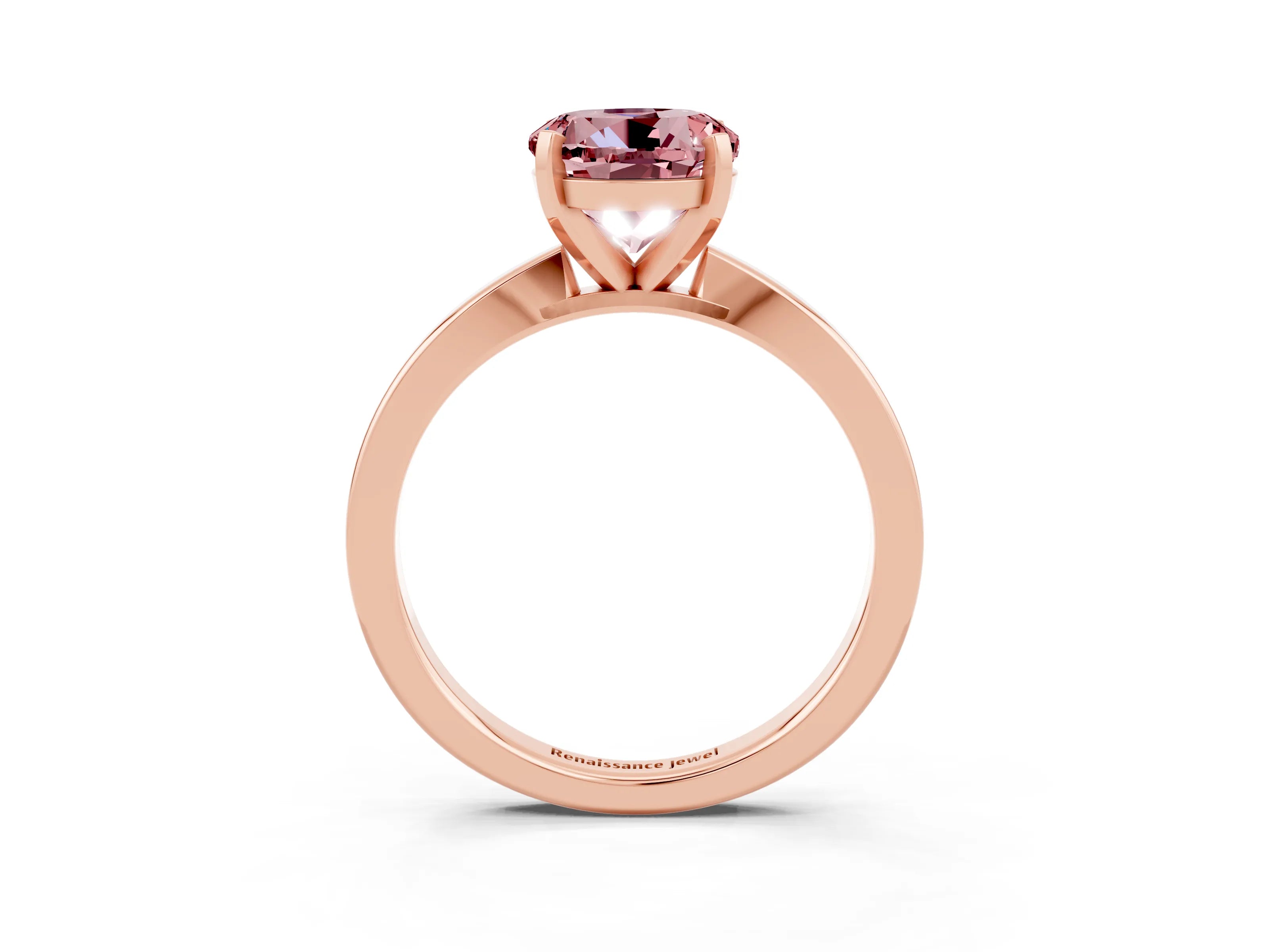 Rose gold Round Cut Morganite Solitaire Engagement Ring with Classic Band and Four-Prong Setting_27