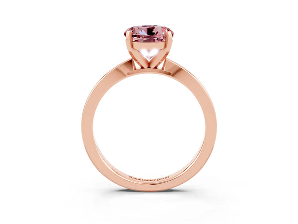 Rose gold Round Cut Morganite Solitaire Engagement Ring with Classic Band and Four-Prong Setting