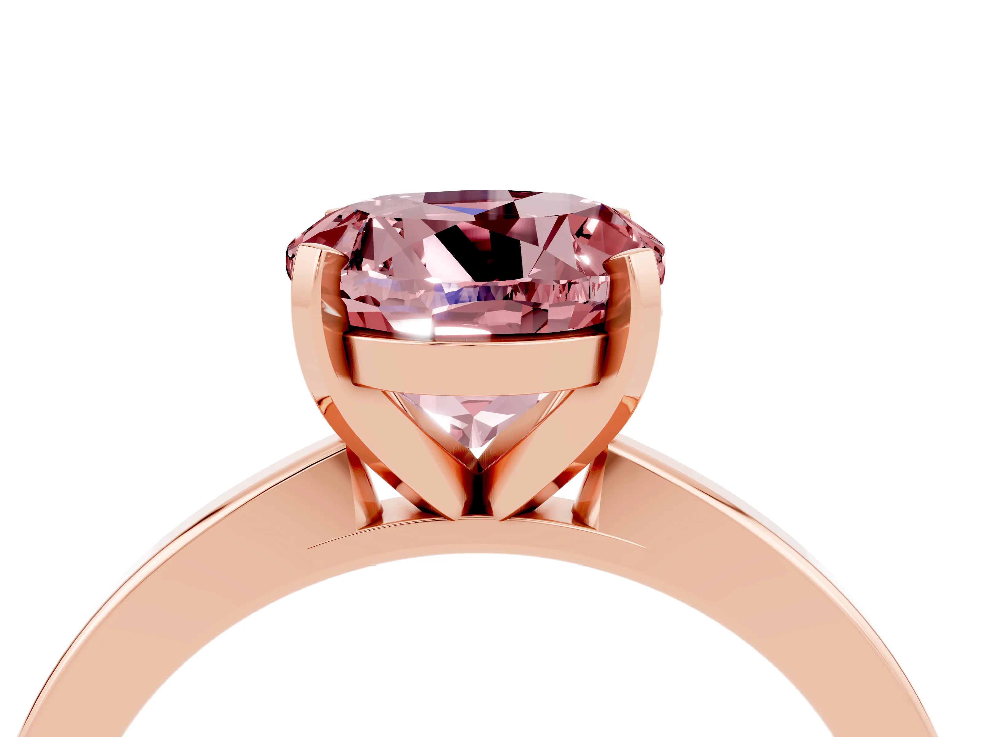Rose gold Round Cut Morganite Solitaire Engagement Ring with Classic Band and Four-Prong Setting_28