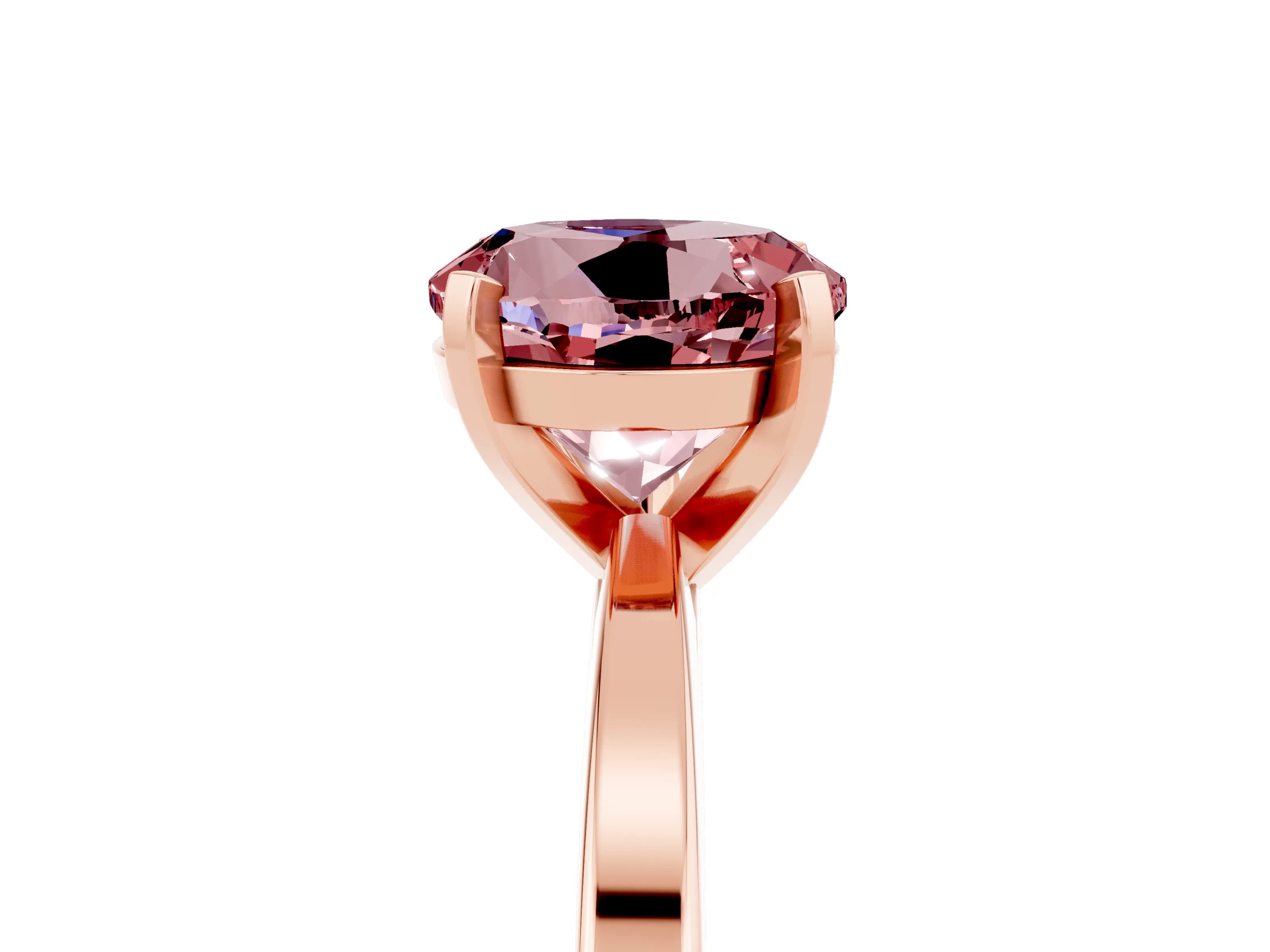 Rose gold Round Cut Morganite Solitaire Engagement Ring with Classic Band and Four-Prong Setting_29