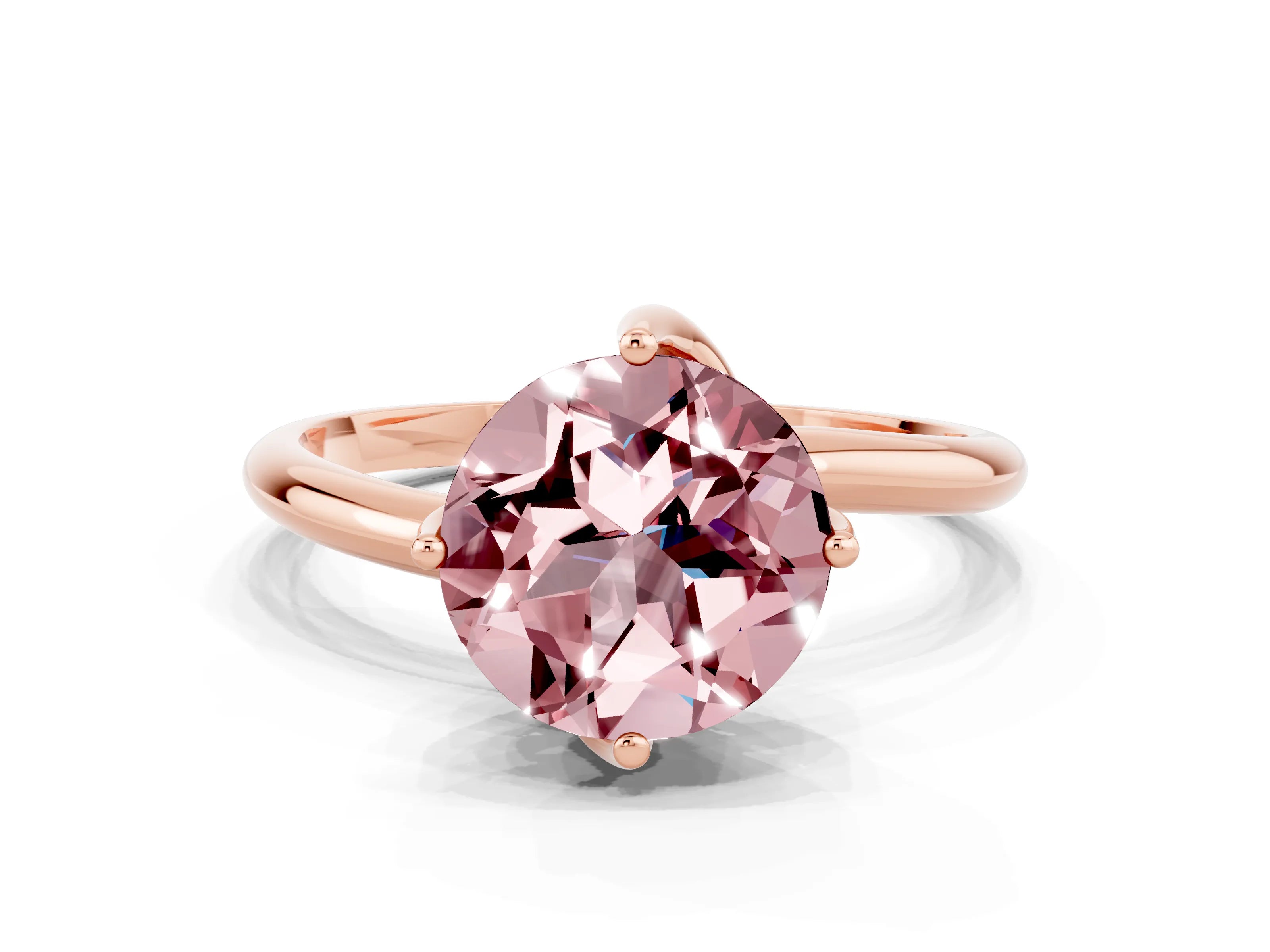 Rose gold Round Cut Morganite Solitaire Engagement Ring with Four-Prong Setting and Classic Band_12
