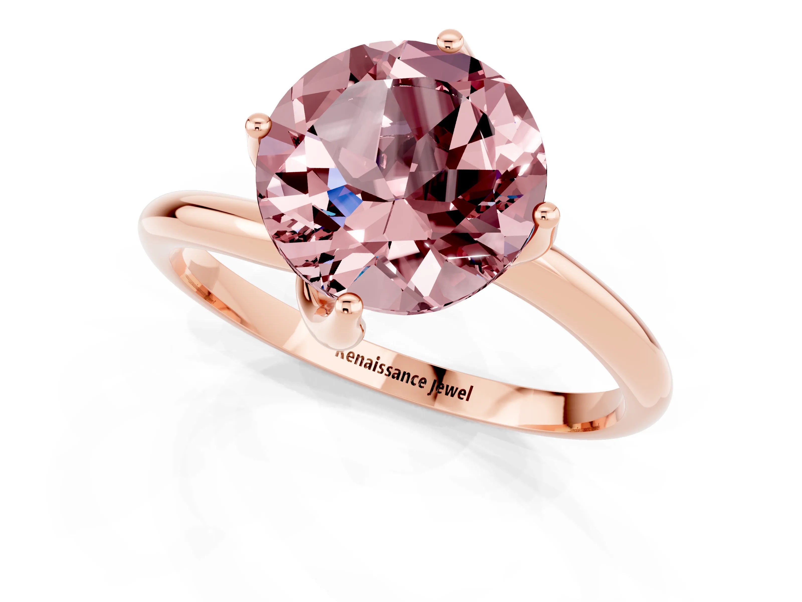Rose gold Round Cut Morganite Solitaire Engagement Ring with Four-Prong Setting and Classic Band_13