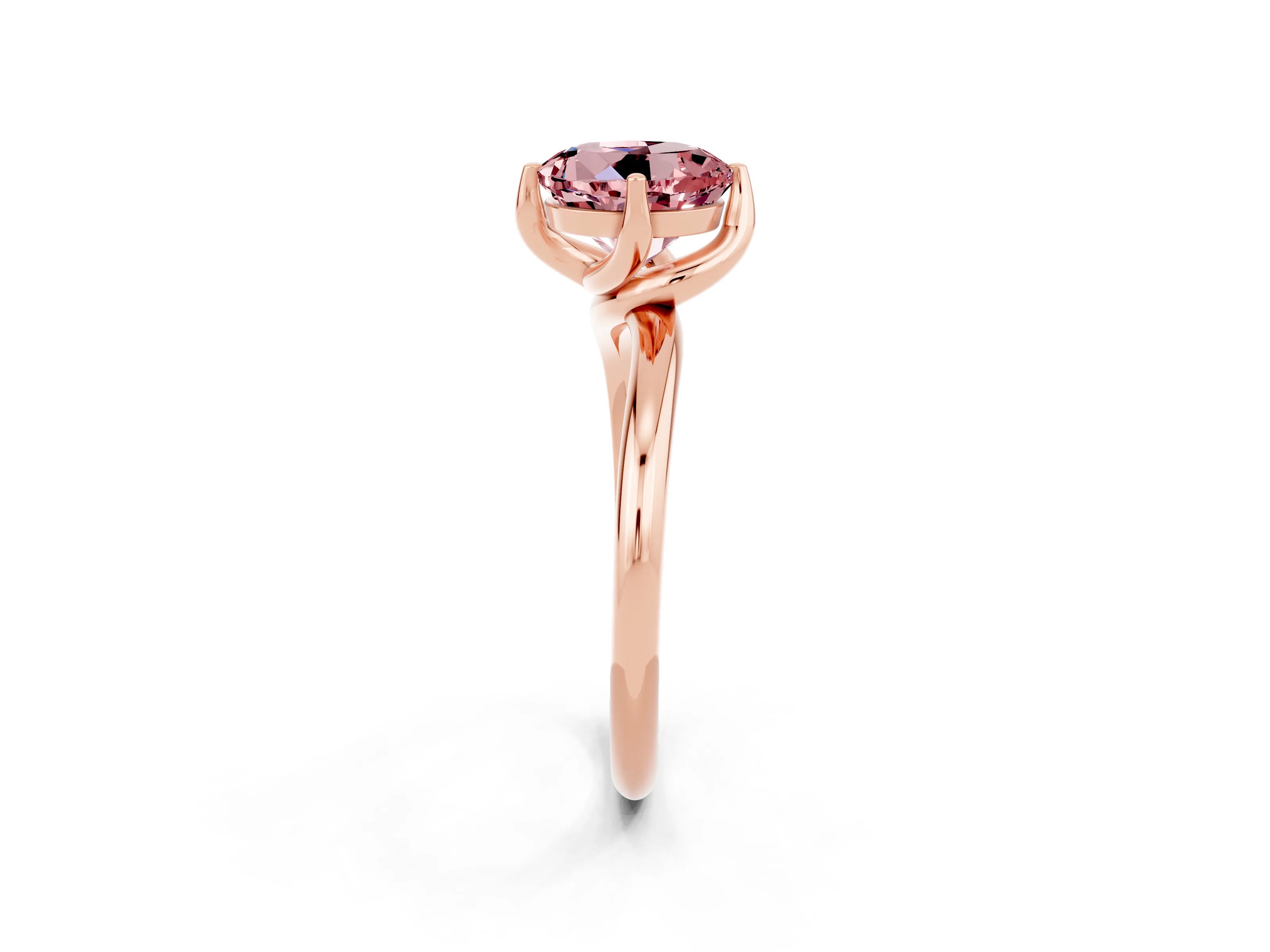 Rose gold Round Cut Morganite Solitaire Engagement Ring with Four-Prong Setting and Classic Band_14