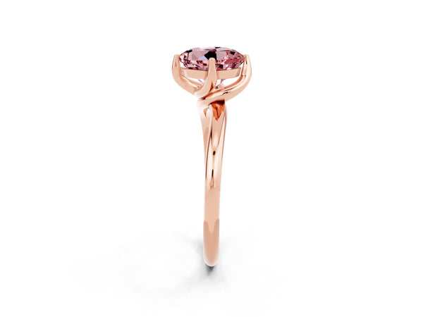 Rose gold Round Cut Morganite Solitaire Engagement Ring with Four-Prong Setting and Classic Band
