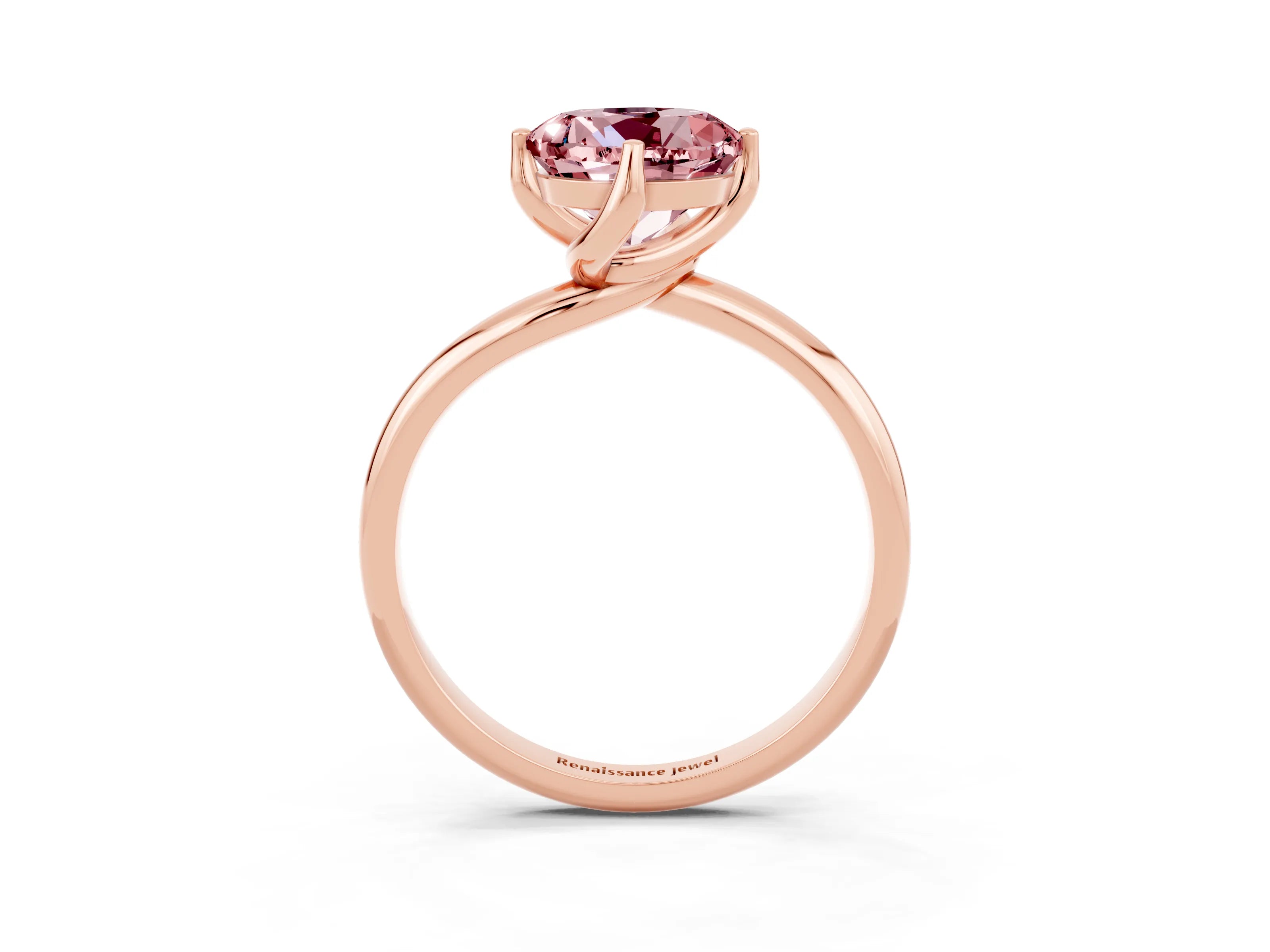 Rose gold Round Cut Morganite Solitaire Engagement Ring with Four-Prong Setting and Classic Band_15