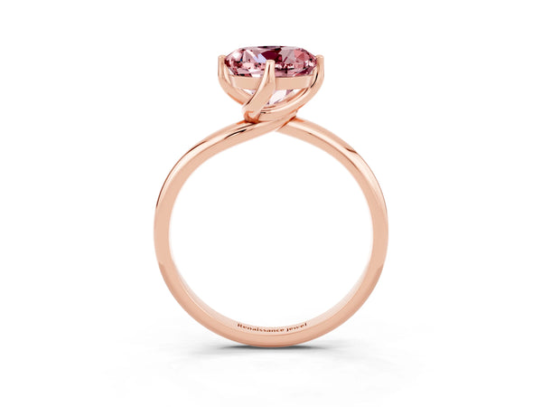Rose gold Round Cut Morganite Solitaire Engagement Ring with Four-Prong Setting and Classic Band